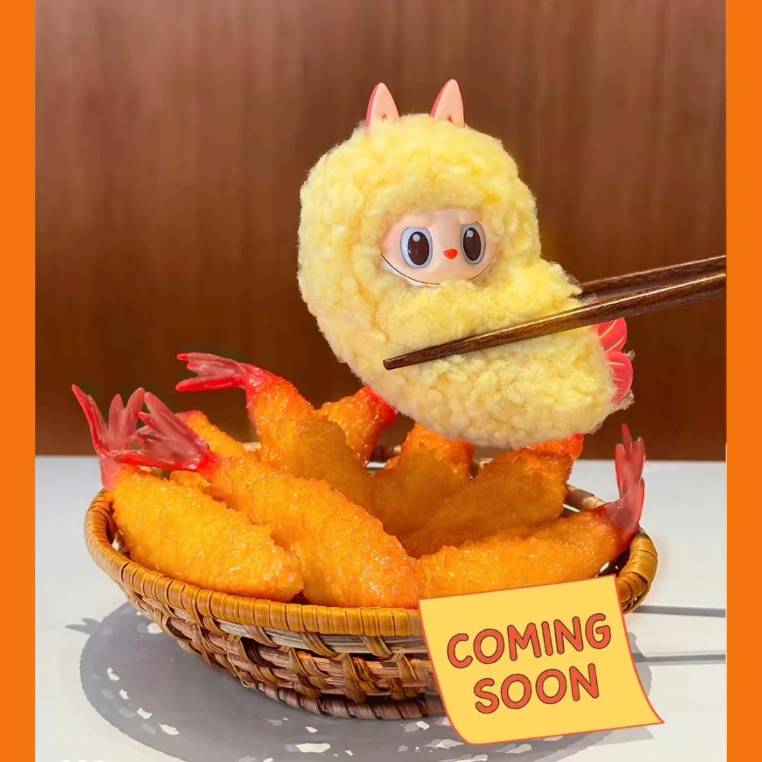 Tempura Labubu The Monsters Wacky Mart series Earphone case handing card plush pendant shrimp
