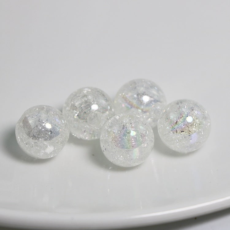 16mm White Acrylic Crystal Beads Round Crackle Glass Beads Charms for Jewelry Making Bracelets Earring Necklace Adults Beading DIY Art Craft Ornament Birthday Gifts