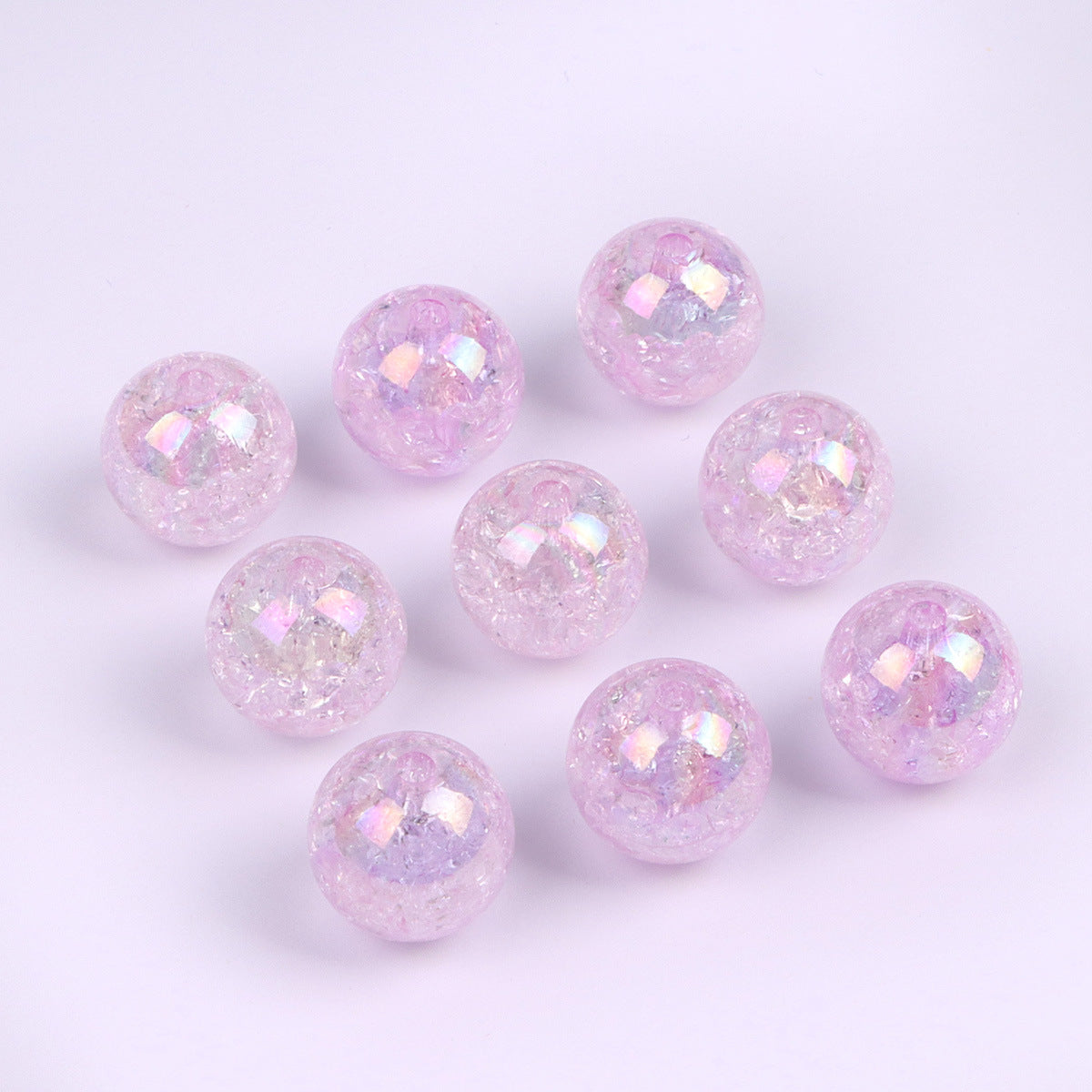 Perles rondes en cristal acrylique rose de 16 mm, perles en verre craquelé, breloques pour la fabrication de bijoux, bracelets, boucles d'oreilles, colliers, perles pour adultes, bricolage, artisanat, décoration de Noël, cadeaux d'anniversaire