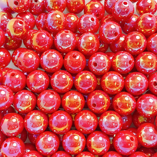 16mm Acrylic Beads Ab Color Beads Round Rainbow Color  Beads Red Acrylic Beads For Bracelet Making DIY Jewelry Making Handmade Mobile Phone Chain Making