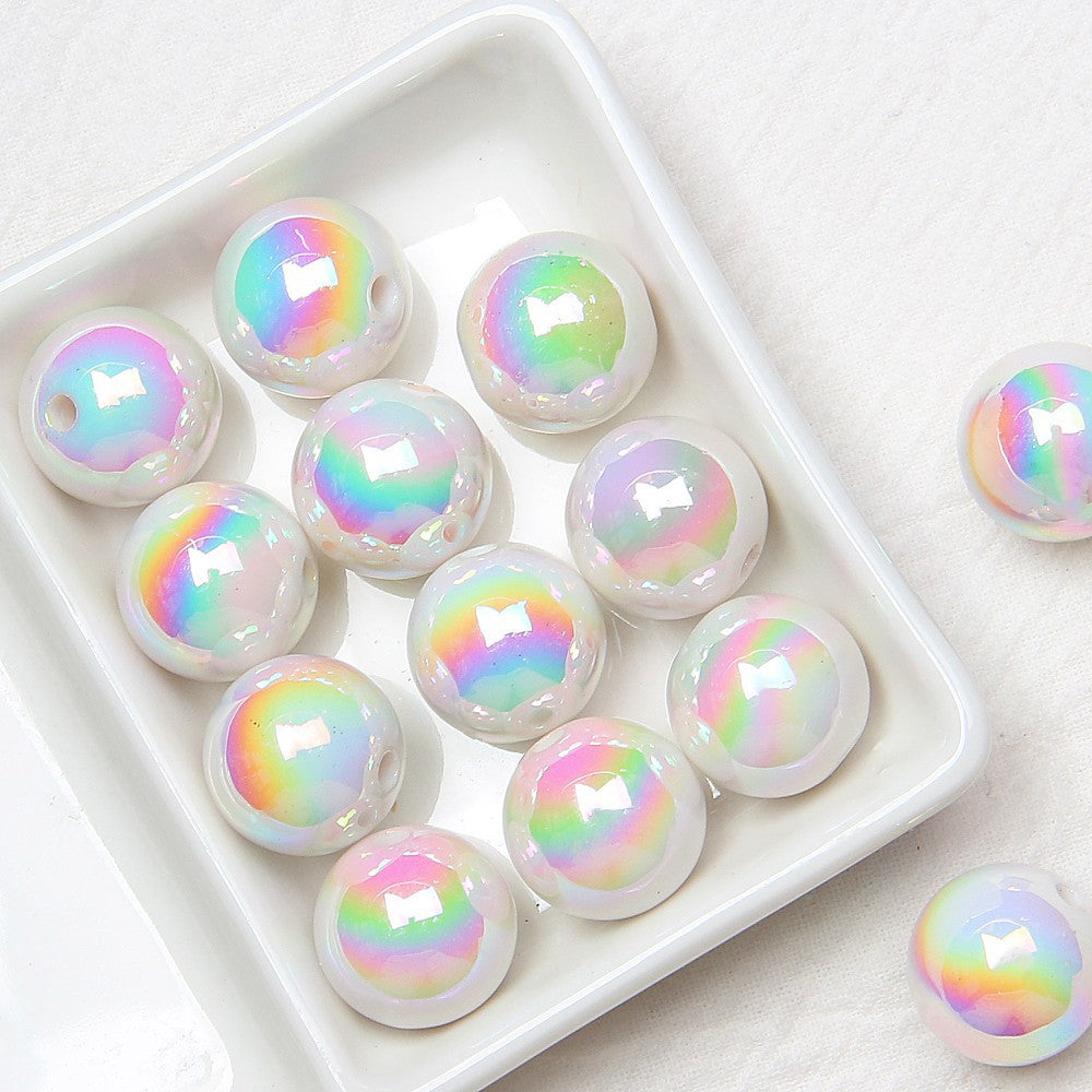 16mm Acrylic Beads  White Color Beads Round Rainbow Color Beads Multicolor Acrylic Beads for DIY Jewelry Making Handmaking