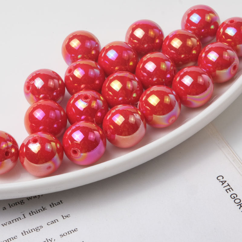 16mm Acrylic Beads Ab Color Beads Round Rainbow Color  Beads Red Acrylic Beads For Bracelet Making DIY Jewelry Making Handmade Mobile Phone Chain Making