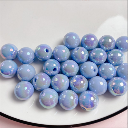 16mm Acrylic Beads  Light Blue Round Rainbow Color Beads Multi Color Acrylic Beads Suitable for DIY Jewelry Making Handmade