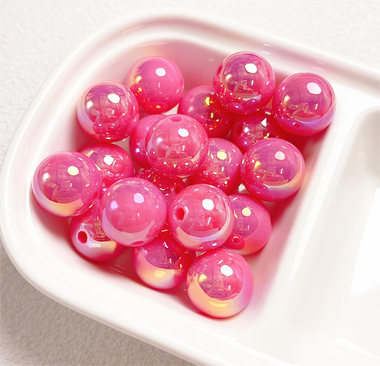 16mm Rose Red  DIY Candy Color  Acrylic Round Spacer Beads Bracelet Necklace Making Kit with End Chain Clasp Wire for Necklace Bracelet Craft