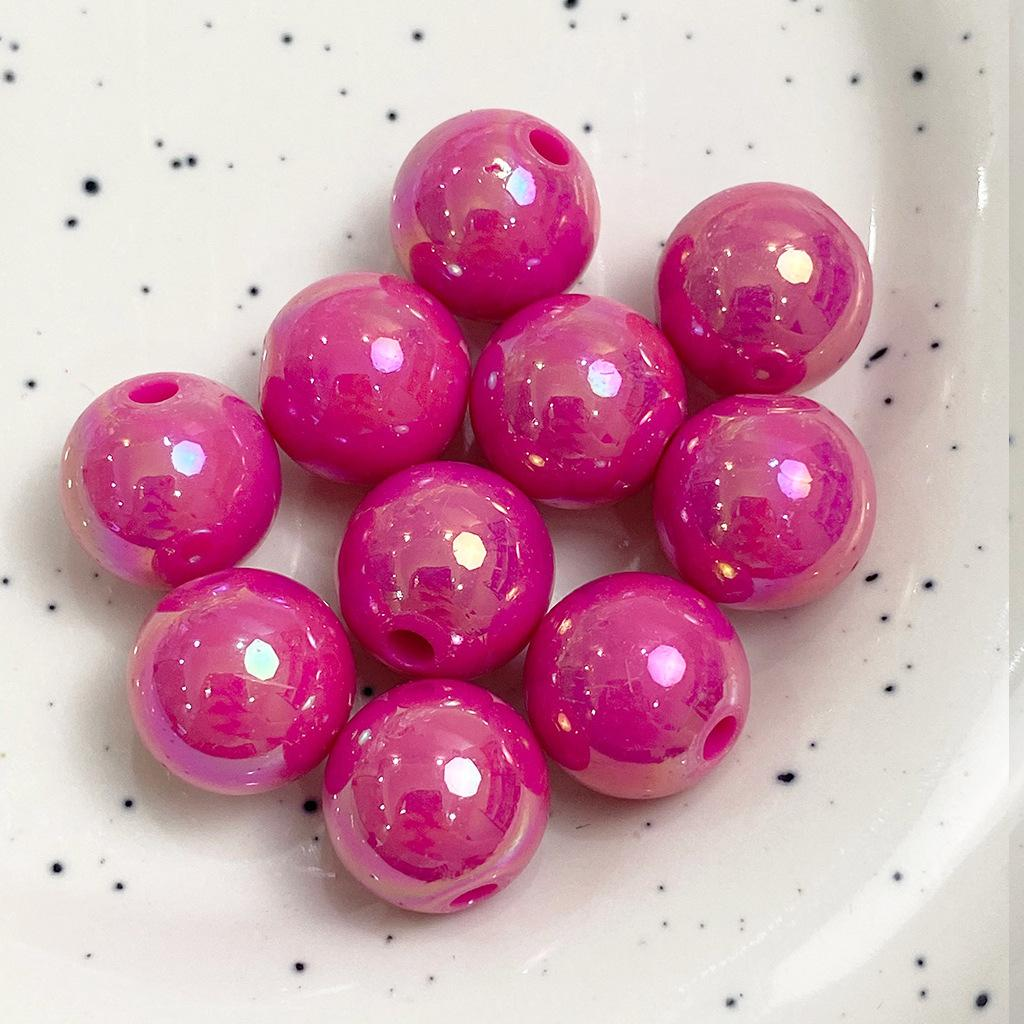 16mm Rose Red  DIY Candy Color  Acrylic Round Spacer Beads Bracelet Necklace Making Kit with End Chain Clasp Wire for Necklace Bracelet Craft