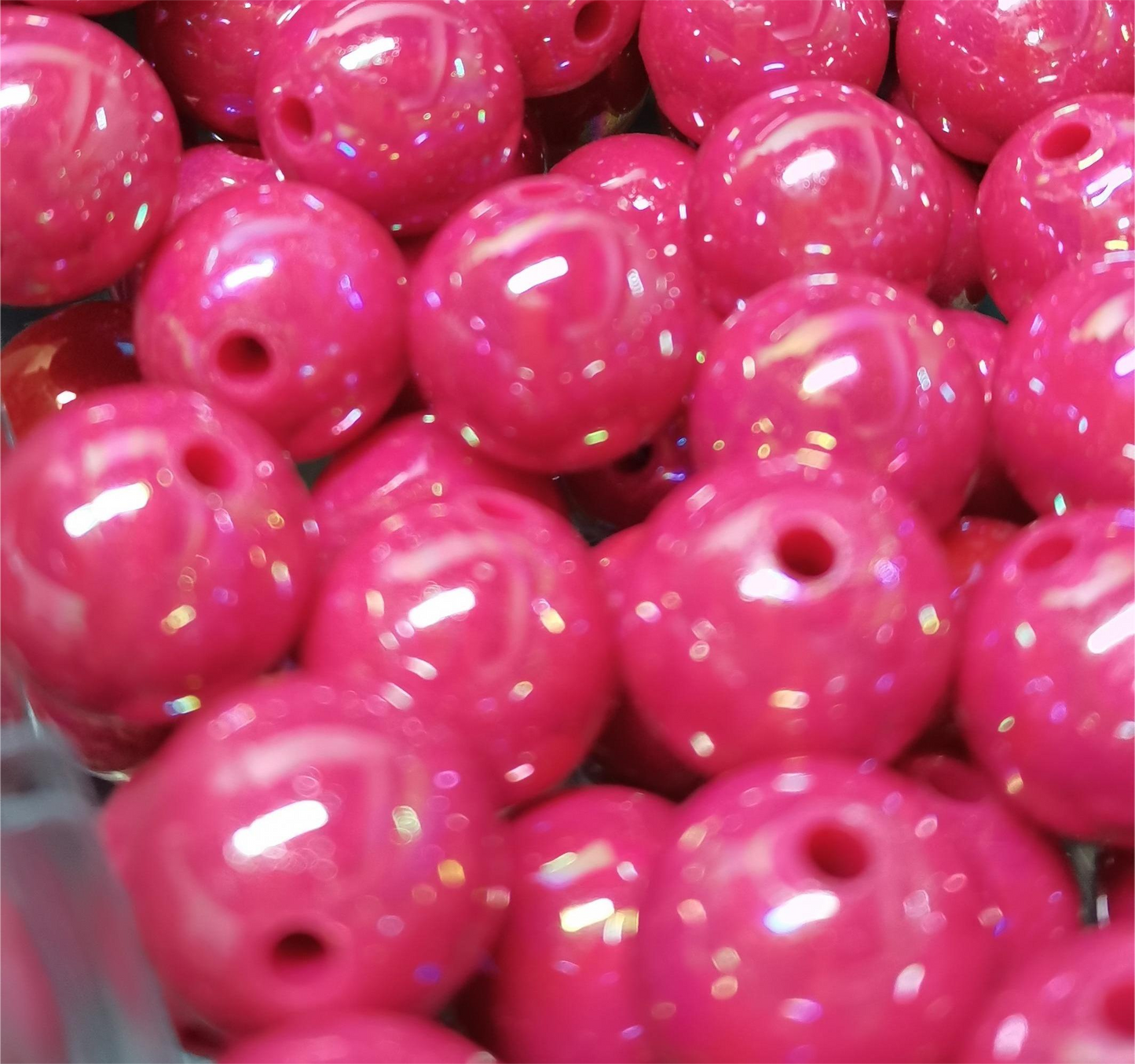 16mm Rose Red  DIY Candy Color  Acrylic Round Spacer Beads Bracelet Necklace Making Kit with End Chain Clasp Wire for Necklace Bracelet Craft