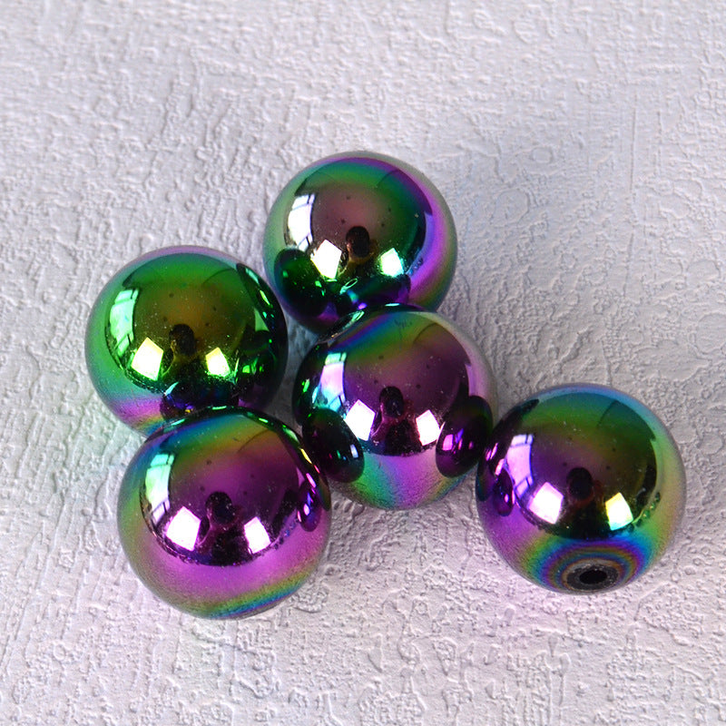 Lot de 50 perles rondes en acrylique de 16 mm, noires, arc-en-ciel, pour la fabrication de bijoux et de chaînes de téléphone portable 