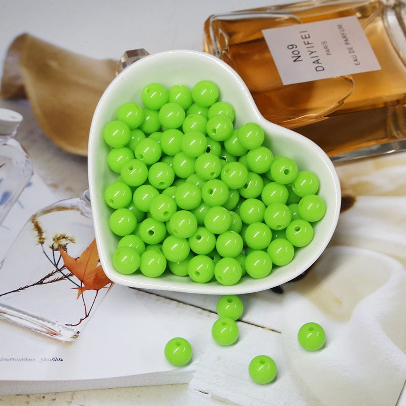 Perles rondes opaques en acrylique vert de 16 mm, vente en gros, artisanat, fabrication de bijoux faits à la main 