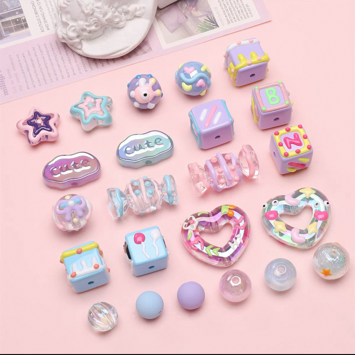 Jeu de chance sac aveugle avec charme pour les perle Acrylique