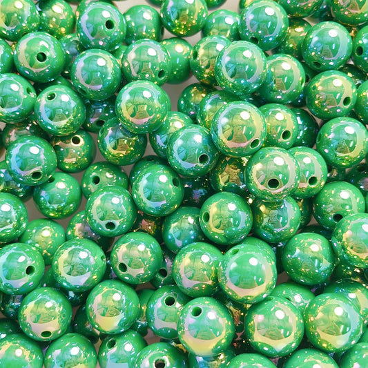 16mm Dark Green Rainbow Candy  Beads  Colorful Thick Beads Acrylic Round Balls AB Color Rainbow Gum Ball Beads Suitable For DIY Bulk Handmade Bracelet Making