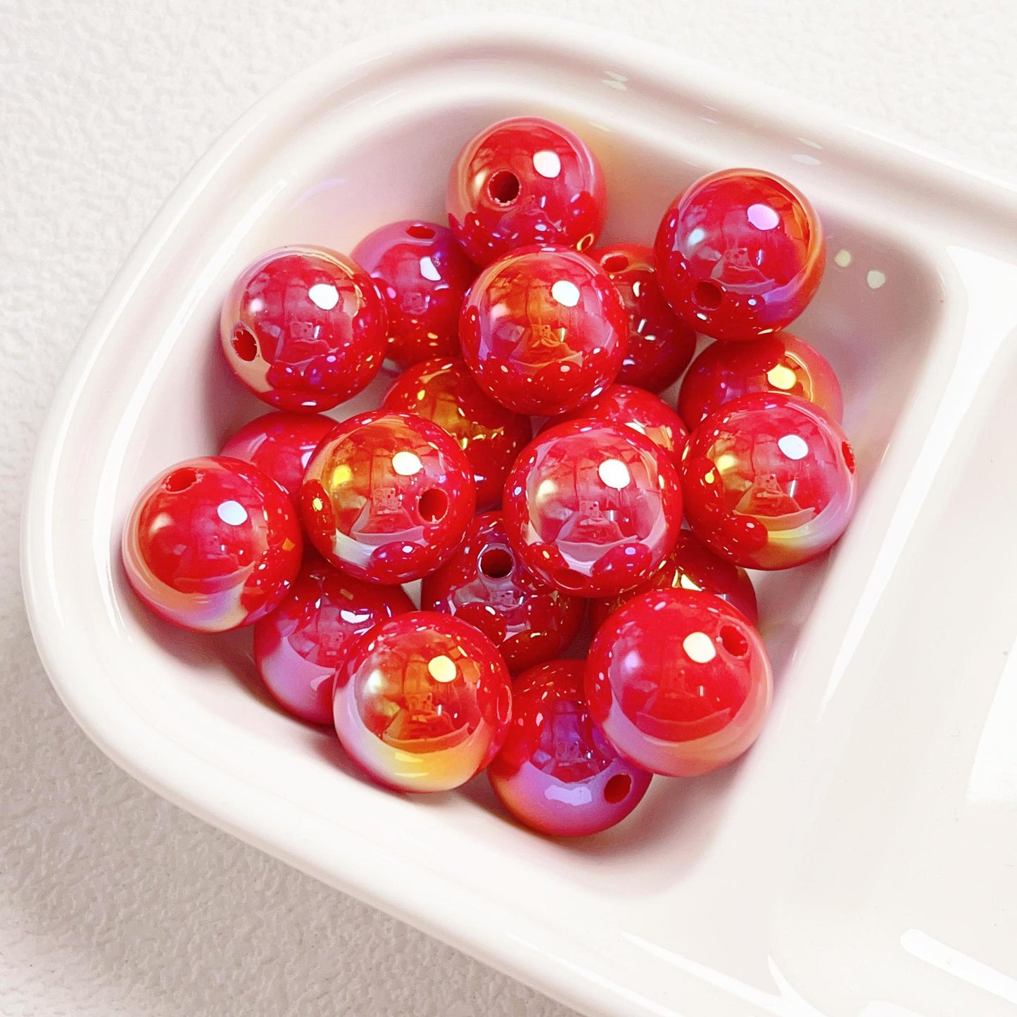 16mm Acrylic Beads Ab Color Beads Round Rainbow Color  Beads Red Acrylic Beads For Bracelet Making DIY Jewelry Making Handmade Mobile Phone Chain Making