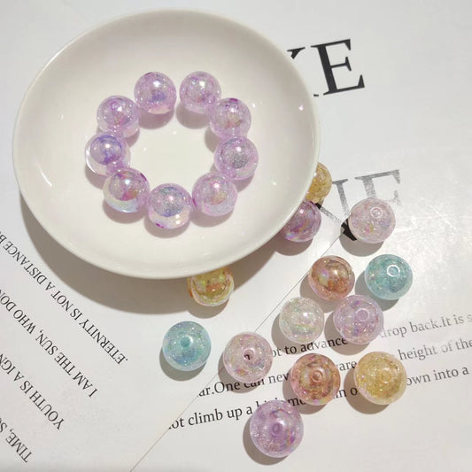 16mm Purple Acrylic Crystal Beads Round Crackle Glass Beads Charms for Jewelry Making Bracelets Earring Necklace Adults Beading DIY Art Craft Ornament Birthday Gifts