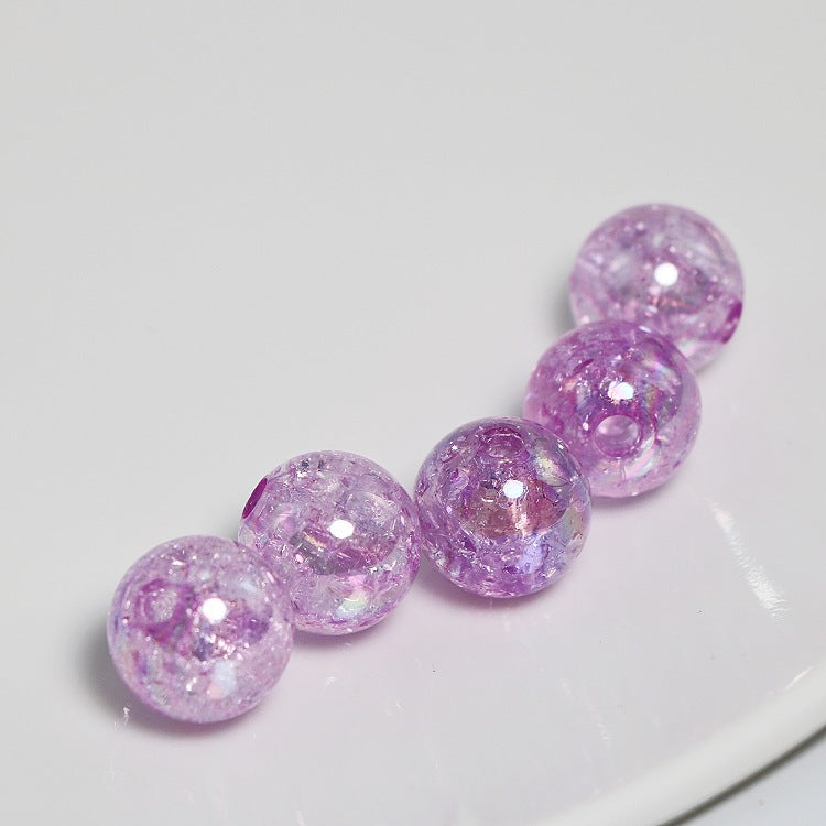 Perles rondes en cristal acrylique violet de 16 mm, perles en verre craquelé, breloques pour la fabrication de bijoux, bracelets, boucles d'oreilles, colliers, perles pour adultes, bricolage, artisanat, ornement, cadeaux d'anniversaire 