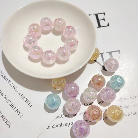 16mm Pink Acrylic Crystal Beads Round Crackle Glass Beads Charms for Jewelry Making Bracelets Earring Necklace Adults Beading DIY Art Craft Christmas Ornament Birthday Gifts
