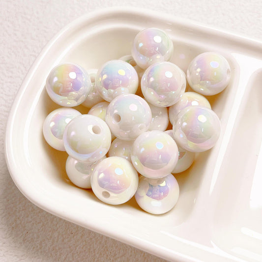 16mm Acrylic Beads  White Color Beads Round Rainbow Color Beads Multicolor Acrylic Beads for DIY Jewelry Making Handmaking