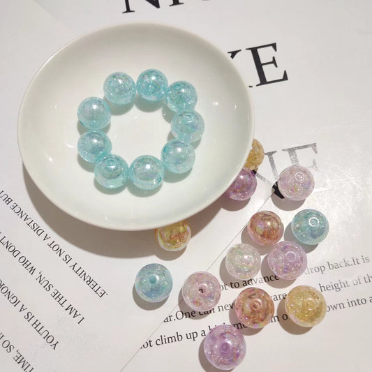 16mm Blue Acrylic Crystal Beads Round Crackle Glass Beads Charms for Jewelry Making Bracelets Earring Necklace Adults Beading DIY Art Craft Ornament Birthday Gifts