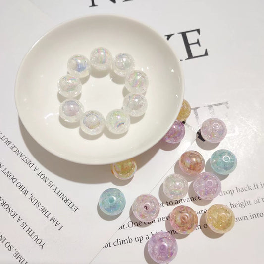 16mm White Acrylic Crystal Beads Round Crackle Glass Beads Charms for Jewelry Making Bracelets Earring Necklace Adults Beading DIY Art Craft Ornament Birthday Gifts