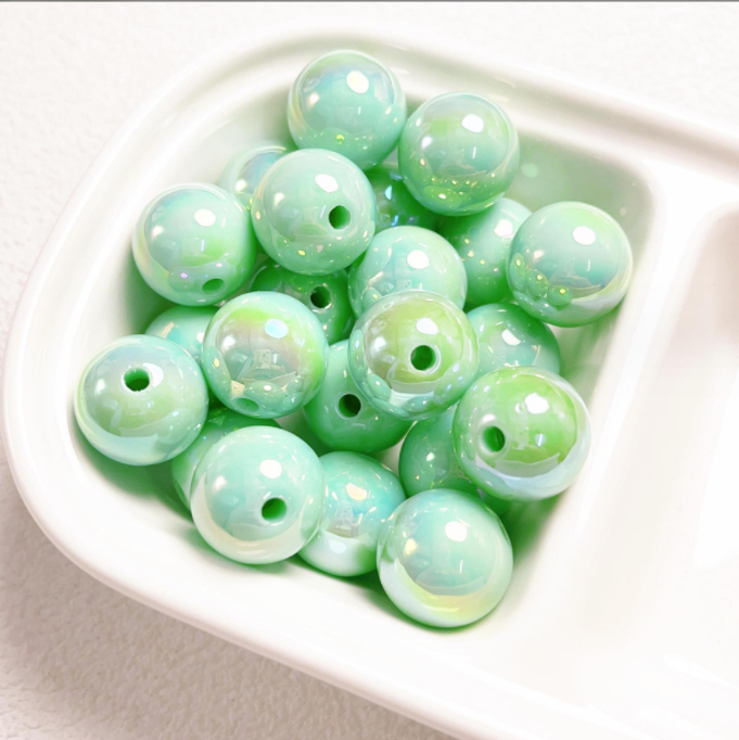 Green DIY Candy Color  Acrylic Round Spacer Beads Bracelet Necklace Making Kit with End Chain Clasp Wire for Necklace Bracelet Craft