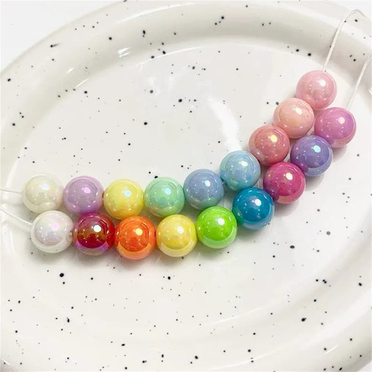 16mm Acrylic Beads Ab Color Beads Round Rainbow Color  Beads Mixed Color Acrylic Beads for Bracelet Making DIY Jewelry Making Handmade Mobile Phone Chain Making