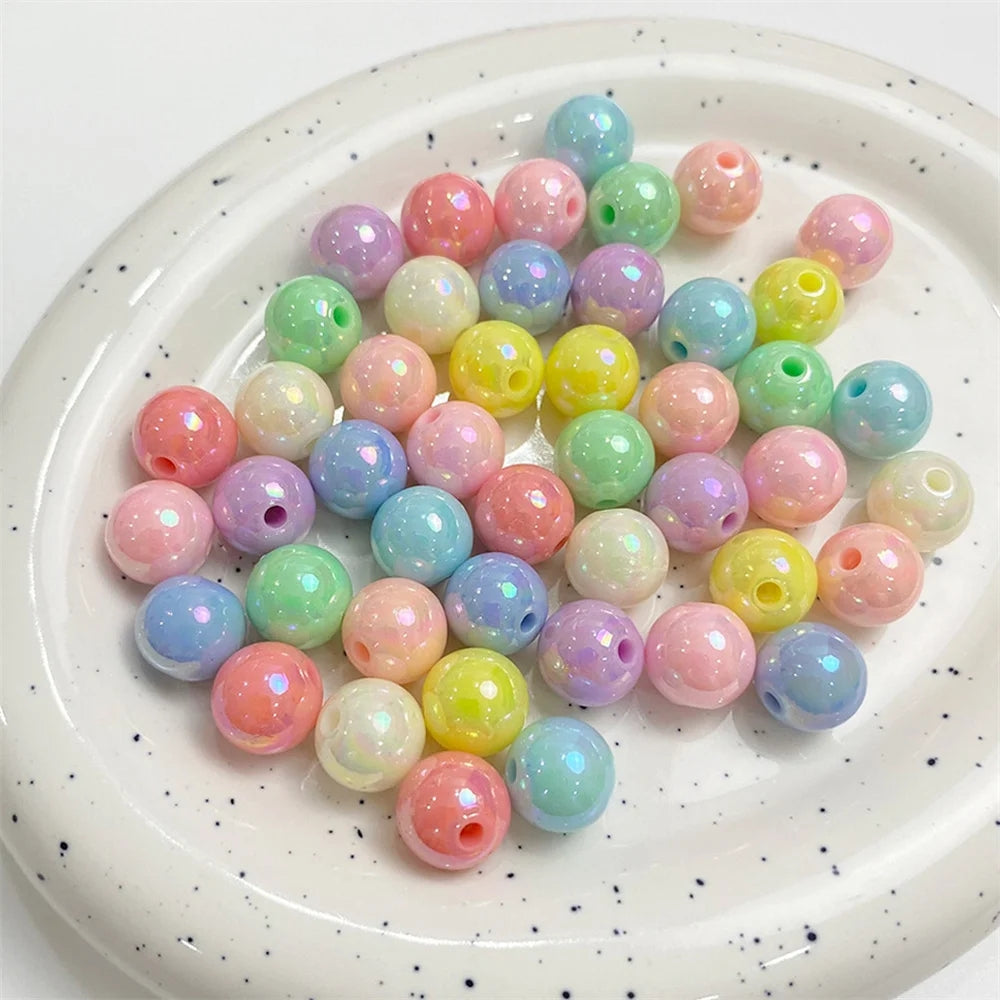 16mm Acrylic Beads Ab Color Beads Round Rainbow Color  Beads Mixed Color Acrylic Beads for Bracelet Making DIY Jewelry Making Handmade Mobile Phone Chain Making